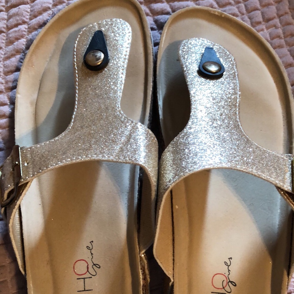 Soho gold flip flops